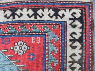 Antique Caucasian Borchalo Kazak Rug, 3.11x3.7 ft (120x113 cm), late 19th Century.                     