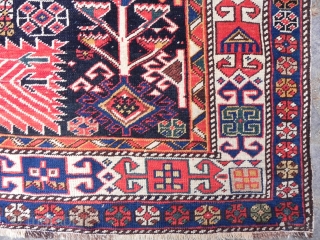 a splendid antique Caucasian Shirvan Rug, 4x7.5 ft, excellent condition as found, no issues, sec half 19th Century. www.rugspecialist.com              