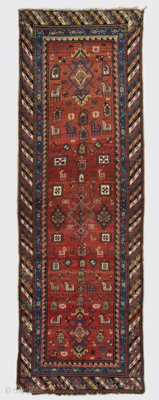 Shahsavan Runner, South Caucasus, 19th Century. 3.8 x 11 Ft  (112x330 cm)                    