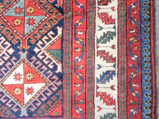 antique eastern Caucasian long rug runner, 3.11x7.10 ft (122x245 cm), soft lustrous lamb`s wool, full pile throughout, all natural dyes, very good condition, second half 19th century. www.RugSpecialist.com     