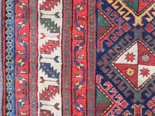 antique eastern Caucasian long rug runner, 3.11x7.10 ft (122x245 cm), soft lustrous lamb`s wool, full pile throughout, all natural dyes, very good condition, second half 19th century. www.RugSpecialist.com     