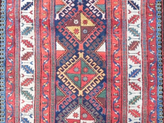 antique eastern Caucasian long rug runner, 3.11x7.10 ft (122x245 cm), soft lustrous lamb`s wool, full pile throughout, all natural dyes, very good condition, second half 19th century. www.RugSpecialist.com     