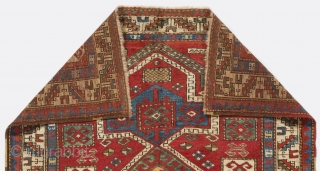 Caucasian Fachralo Kazak Prayer Rug, 3.8 x 4.9 ft. (113x145 cm), late 19th Century. Very good condition with near full pile.            