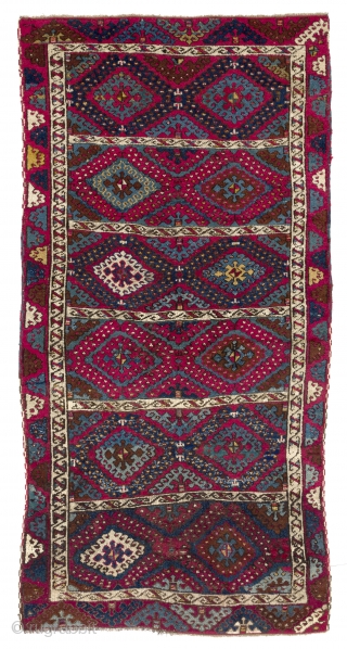 Kurdish Rug, East Anatolia, late 19th Century. 3.9 x 7.3 Ft  (114x221)                    