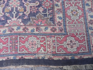 Antique Caucasian Baku Khelleh or Kelleh Carpet, a so called Afshan Kuba long rug, ca 1800, This is the most finely woven and widest of all this type I have seen, very  ...