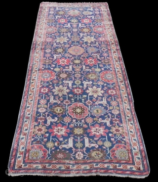 Antique Caucasian Afshan Kuba long Rug, 4`2`` x 9`9`` (128x298 cm) early 19th century.                   