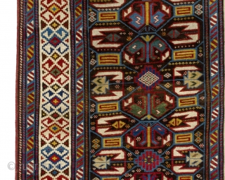 Unusual Caucasian Daghestan Runner in very good condition, 45x114 inches (114x290 cm), 19th Century                   