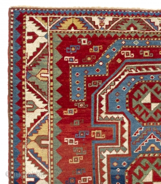 Caucasian Kazak Prayer Rug, 45x59 inches (115x150 cm), ca 1875                       