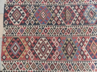 Caucasian Shirvan Kilim, 305x152 cm, mid 19th Century, original as found, wonderful mellow colours (far better in flesh), very fine weave and excellent drawing.  www.RugSpecialist.com, Binbirdirek Mah, Peykhane Cad, Ucler Sokak,  ...