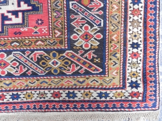 Antique Caucasian Chi Chi Rug, unusual design, very good and original condition with intact braided ends, late 19th century.  6x3.10 ft           