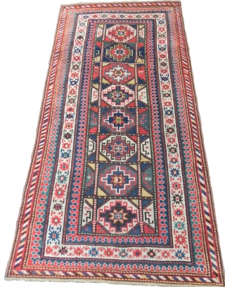 Antique Caucasian Karabagh long Rug, 4x7.9 ft (122x241 cm), www.RugSpecialist.com                       