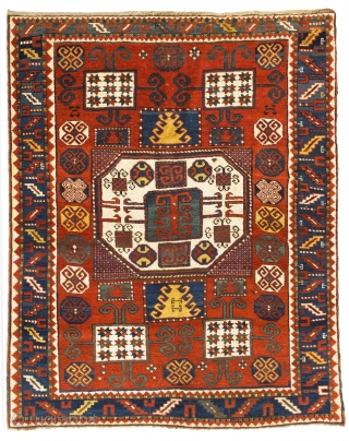 Karatchoph (Karachov) Kazak Rug, 5'8" x 6'7" (170x202 cm), ca late 19th Century. Very good original condition, full pile, no issues. Provenance: A private collection in the UK.     