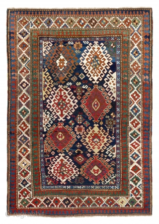 Colorful Antique Caucasian Bordjalou Kazak Rug, 5'3" x 7'6" - 160x230 cm. ca 1880.                   