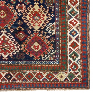 Antique Caucasian Bordjalou Kazak Rug, 5'3" x 7'6" - 160x230 cm. ca 1880.                    