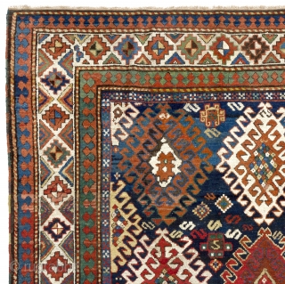 Colorful Antique Caucasian Bordjalou Kazak Rug, 5'3" x 7'6" - 160x230 cm. ca 1880.                   