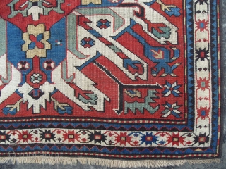 A Chelaberd Rug (so called sunburst or eagle kazak), Karabagh Region in Southern Caucasus, late 19th Century, 4.5 x 7.2 ft.            