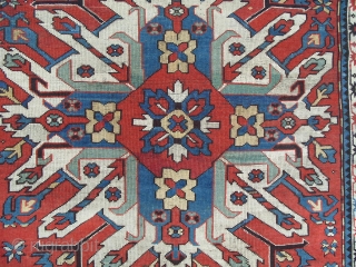 A Chelaberd Rug (so called sunburst or eagle kazak), Karabagh Region in Southern Caucasus, late 19th Century, 4.5 x 7.2 ft.            