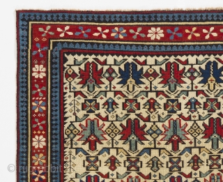 Antique Chi Chi Rug, North East Caucasus, 3.3 x 5.1 Ft.  (100x155 cm),  ca late 19th Century.              