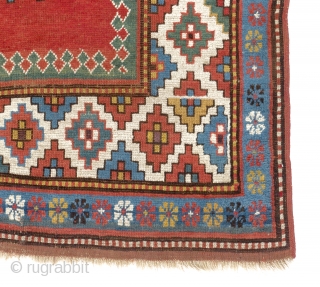 Antique Caucasian Kazak Rug, 4x6 ft (120x176 cm), ca 1880.                       