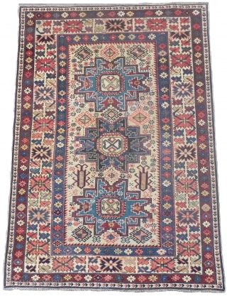 Antique Caucasian Shirvan Rug, 3.1x4.4 ft (95x134 cm), 3rd quarter 19th Century                     