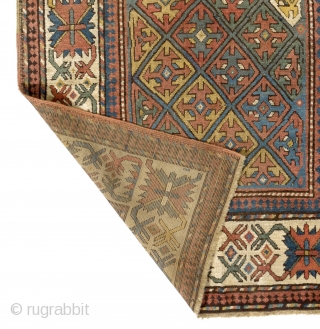 Antique Caucasian Karabagh Rug with crosses, 4 x 7.4 ft  (120x223 cm), ca 1870                  