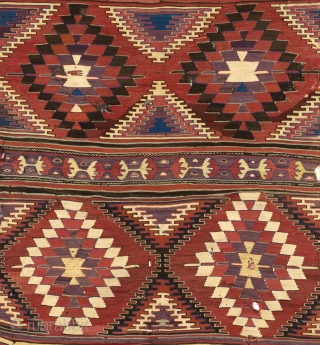 Antique Central Anatolian Konya Kilim,  ca 1800s. 5'3" x 9'6" - 160x380 cm. no 3827                 
