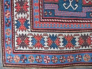 Caucasian Kazak Rug, 244x122 cm (8x4 ft), late 19th century.                       