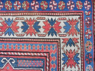 Caucasian Kazak Rug, 244x122 cm (8x4 ft), late 19th century.                       