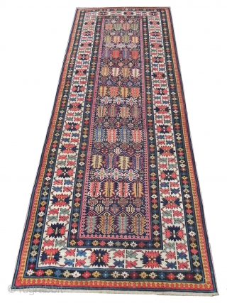 Fine Antique Caucasian Chi Chi Runner, 3.11x9.10 ft (120x305 cm), mid 19th Century, beautiful saturated colors, very tight weave, good condition. RugSpecialist.com           