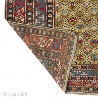 Antique Yellow ground Shirvan Rug, Caucasus, ca 1880. Perfect Condition, All Original. No repairs, No issues. 
 4 x 5.6 Ft  (122x167 cm)         