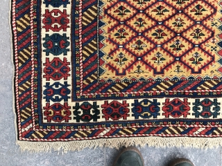 Antique Caucasian Shirvan Runner, 3.3 x 9 ft  (100x270 cm), ca late 19th Century. Perfect condition, all original, no repairs, no issues, full pile, all natural dyes.     