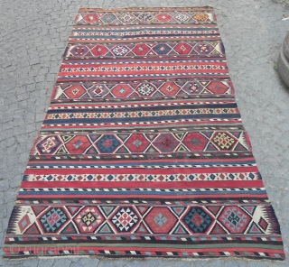 Antique Caucasian Shirvan Kilim Rug, 10.5 x 6 ft (320x183 cm), Provenance: The Henry and Sula Walton collection, Scotland.              