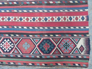 Antique Caucasian Shirvan Kilim Rug, 10.5 x 6 ft (320x183 cm), Provenance: The Henry and Sula Walton collection, Scotland.              