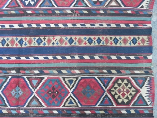 Antique Caucasian Shirvan Kilim Rug, 10.5 x 6 ft (320x183 cm), Provenance: The Henry and Sula Walton collection, Scotland.              