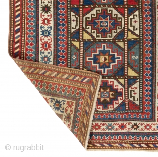 Caucasian Moghan Rug, ca 1880. 4 x 8 Ft  (122x245 cm).                     