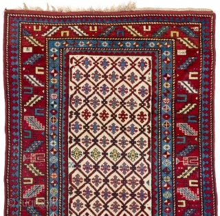 Antique Caucasian Kazak Rug, 4 x 7.2 Ft  (123x216 cm). Excellent original condition, no repairs, no issues, full pile, soft lustrous lambswool, clean and ready to go. Purchased from a NY  ...