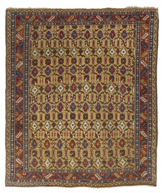 Antique Caucasian Shirvan Rug, 124x146 cm (4.1 x 4.8 ft)                       