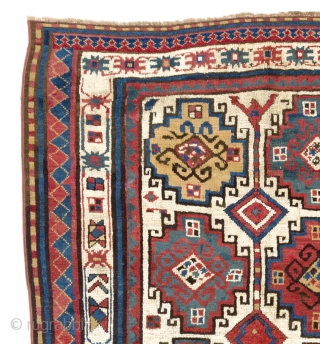 Antique Kazak rug with Moghan (Memling) Guls, South Caucasus - Azerbaijan, 19th century, 124x182 cm (49x72 inches)                