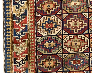 Fine Antique Caucasian Shirvan Rug, 124x277 cm (4.1 x 9.1 Ft). ca 1870                    