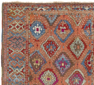 Antique Kurdish Rug with diamond lattice design, East Anatolia, possibly Sarkisla (Şarkışla) in Sivas Region, 19th Century.                