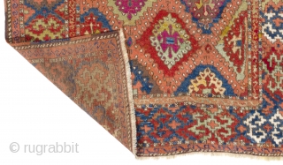 Antique Kurdish Rug with diamond lattice design, East Anatolia, possibly Sarkisla (Şarkışla) in Sivas Region, 19th Century.                