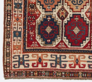 An Outstanding Antique Moghan Rug, Southern Caucasus, 4.1 x 7.6 Ft  (125x230 cm). Full pile, very good condition, all original as found, no repairs, no issues.      