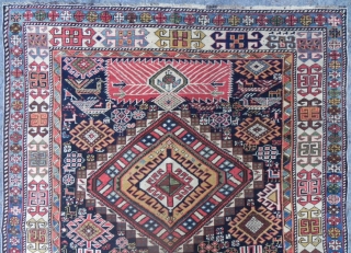 A Fantastic Caucasian Shirvan Rug, 7.5 x 4 ft (229x122 cm), 19th Century                    