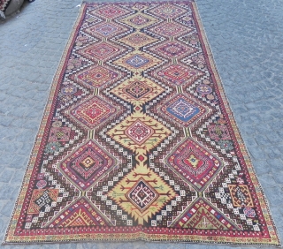 Large antique Caucasian Shirvan Rug, 10.7 x 5.3 ft (326 x 162 cm), late 19th century.                 