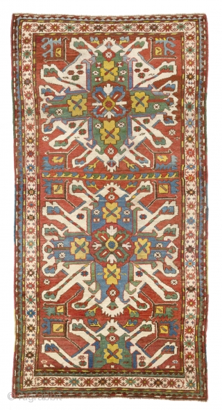 Antique Chelaberd Rug or so called "Eagle Kazak" from Karabagh, South West Caucasus, ca 1880, 
125x260 cm (4'1" x 8'3")             