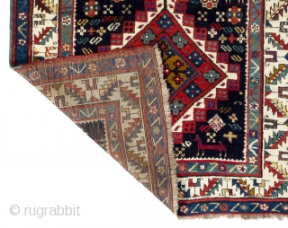 Antique Shahsavan Rug, South Caucasus, ca late 19th Century, 4.1 x 7.8 ft (126x234 cm). Excellent condition, all original, no repairs, no issues, full pile, soft lustrous lambswool, all natural dyes, dark  ...