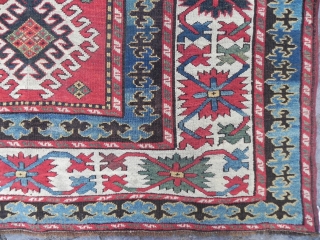 An Exceptional Antique Caucasian Kazak Rug, 7.1 x 4.2 ft (216x128 cm), mid 19th Century.                  