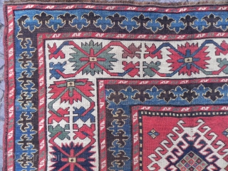 An Exceptional Antique Caucasian Kazak Rug, 7.1 x 4.2 ft (216x128 cm), mid 19th Century.                  