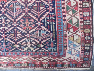 An Antique Caucasian Shirvan Rug, 4.3 x 6.1 ft, late 19th Century, good condition, not washed, not restored.               