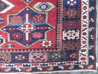 Large Antique Caucasian Shirvan Kuba Rug, 8.5 x 4.5 ft (260x137cm), full pile, late 19th Century.                 